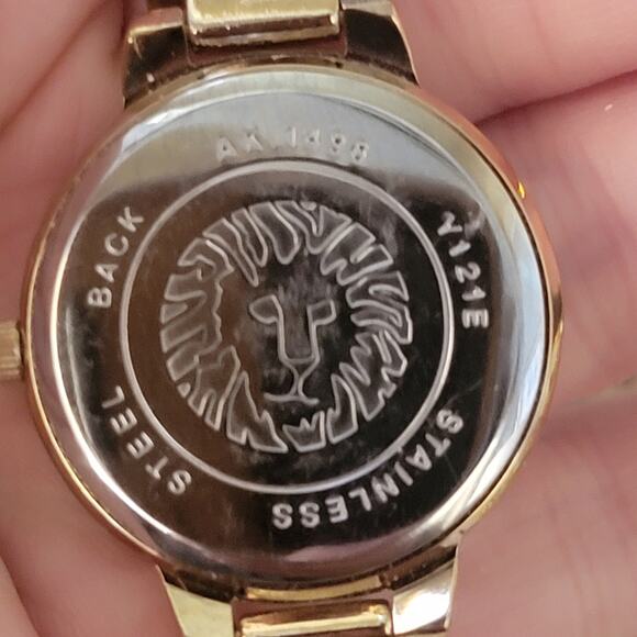 Anne Klein Gold Watch with Crystal Bezel & Roman Dial Model AK/1498 - Picture 3 of 10